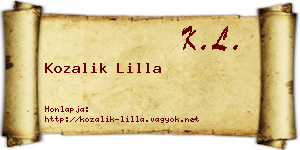 Kozalik Lilla névjegykártya